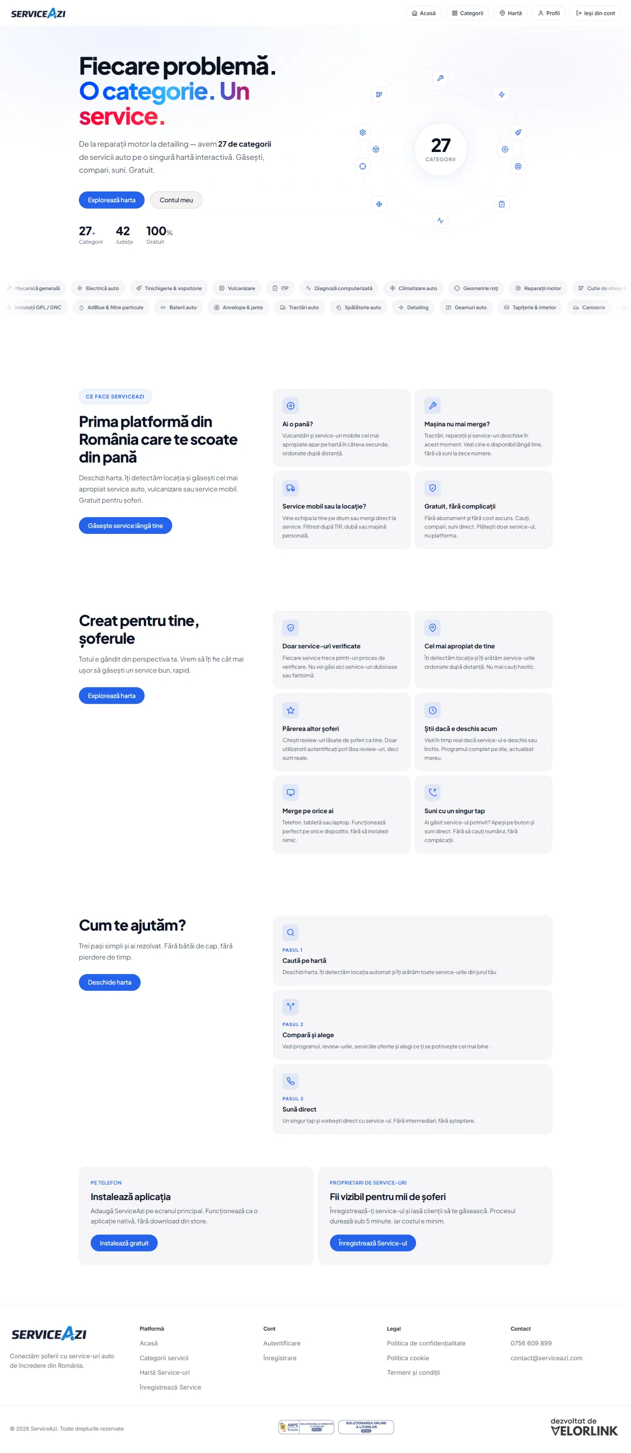 Captură a paginii principale a site-ului ServiceAzi
